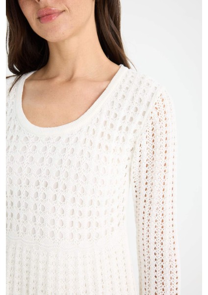 A Kesim Ajurlu Uzun Kollu Triko Elbise F4958AX25SM