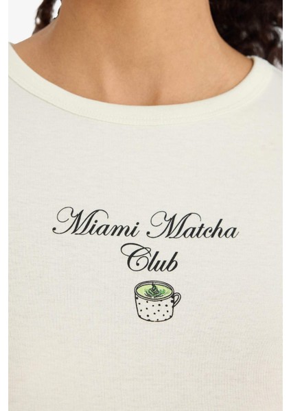 Regular Fit Bisiklet Yaka Baskılı Ribana Kısa Kollu Tişört F5106AX25SM