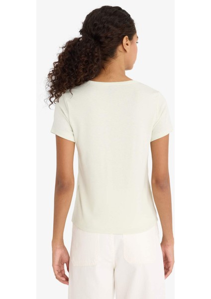 Regular Fit Bisiklet Yaka Baskılı Ribana Kısa Kollu Tişört F5106AX25SM