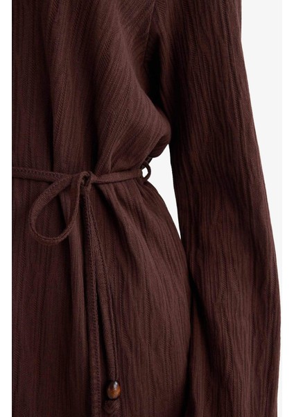 Regular Fit Bisiklet Yaka Beli Bağlamalı Uzun Kollu Tunik F5369AX25AU