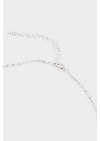 Kadın Taşlı Çiçekli Silver Kolye Küpe Seti F5959AXNS