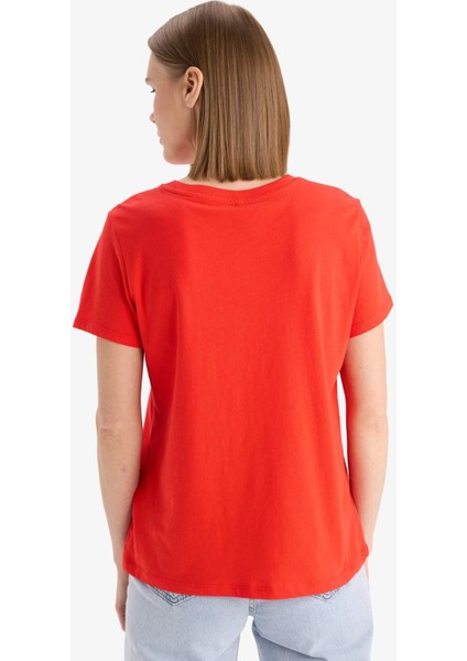 Regular Fit Bisiklet Yaka Baskılı Penye Kısa Kollu Tişört F5882AX25SM