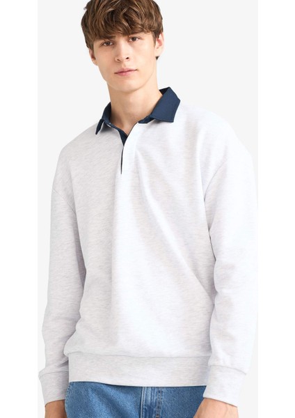 Boxy Fit Polo Yaka Sweatshirt E6523AX25AU