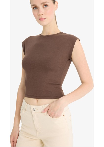 Slim Fit Dar Kesim Bisiklet Yaka Basic Düz Modal Kısa Kollu Tişört F0685AX25SP