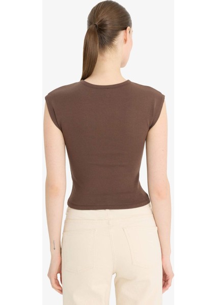 Slim Fit Dar Kesim Bisiklet Yaka Basic Düz Modal Kısa Kollu Tişört F0685AX25SP