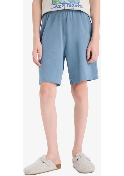 Erkek Çocuk Pijama Takımı Baskılı Kısa Kollu Üst Beli Lastikli Şort F5802A825HS