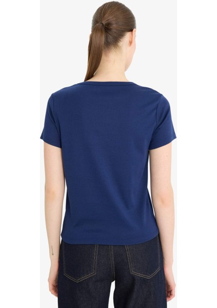 Regular Fit Bisiklet Yaka Baskılı Ribana Kısa Kollu Tişört F5101AX25SM