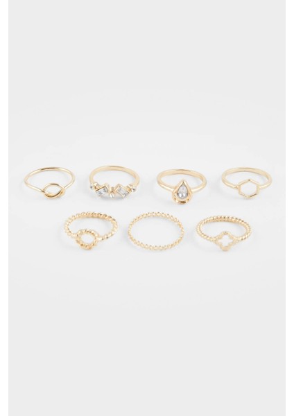 Kadın 7'li Taşlı Gold Yüzük F5951AXNS