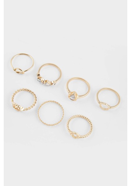 Kadın 7'li Taşlı Gold Yüzük F5951AXNS