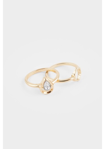 Kadın 7'li Taşlı Gold Yüzük F5951AXNS