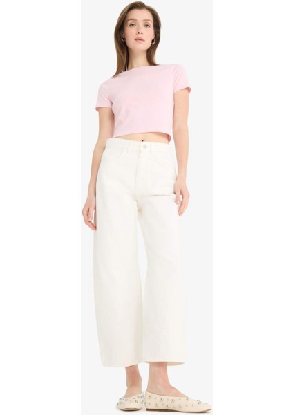 Slim Fit Dar Kesim Bisiklet Yaka Basic Düz Kısa Kollu Tişört F3535AX25SM