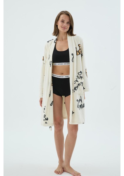 Kadın Polar Uzun Kollu Desenli Kısa Sabahlık C9T9N271 fiyatları