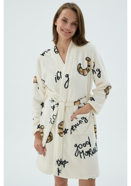 Kadın Polar Uzun Kollu Desenli Kısa Sabahlık C9T9N271 indirimleri