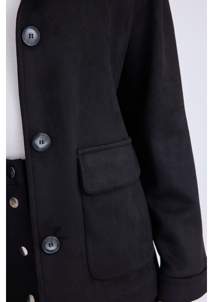 Düşük Omuz Kapak Cepli Süet Ceket fiyatları