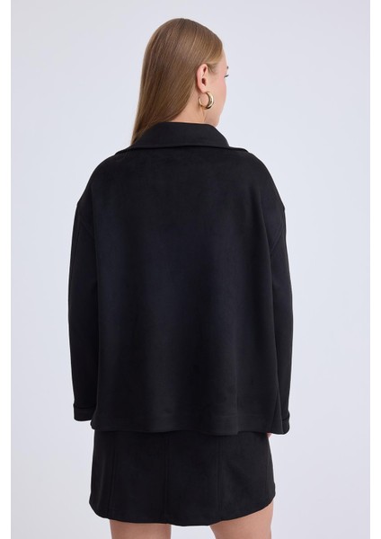 Düşük Omuz Kapak Cepli Süet Ceket indirimleri