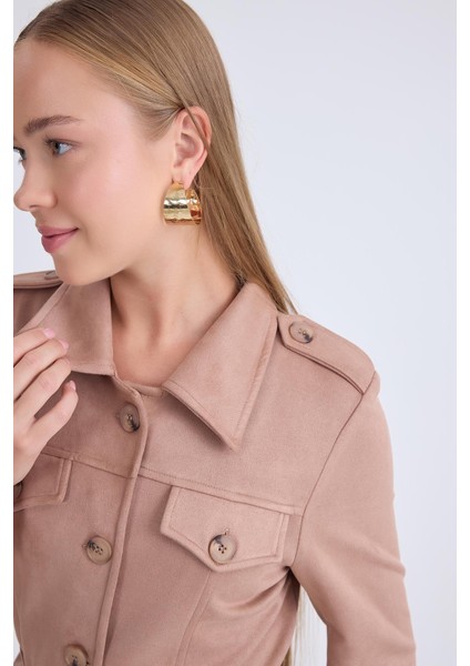 Beli Kuşaklı Düğmeli Süet Ceket fiyatları