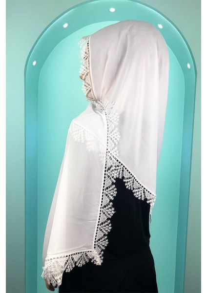 Hazır Oyalı Namaz Baş Örtüsü Oyalı Tülbent Şifon Tesettür Mevlüt Örtüsü Şal