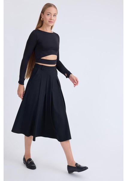 Pileli Midi Boy Cepli Etek modelleri