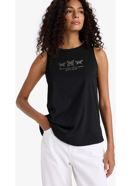 Relax Fit Baskılı Bisiklet Yaka Atlet F6234AX25HS