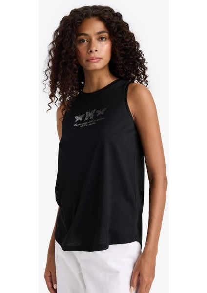 Relax Fit Baskılı Bisiklet Yaka Atlet F6234AX25HS