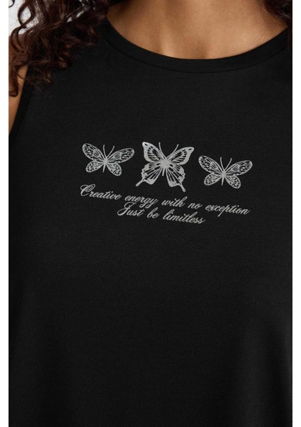 Relax Fit Baskılı Bisiklet Yaka Atlet F6234AX25HS