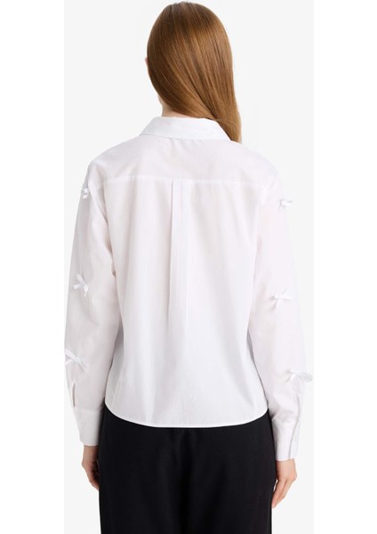 Regular Fit Fiyonklu Poplin Uzun Kollu Gömlek Tunik F2724AX25SP