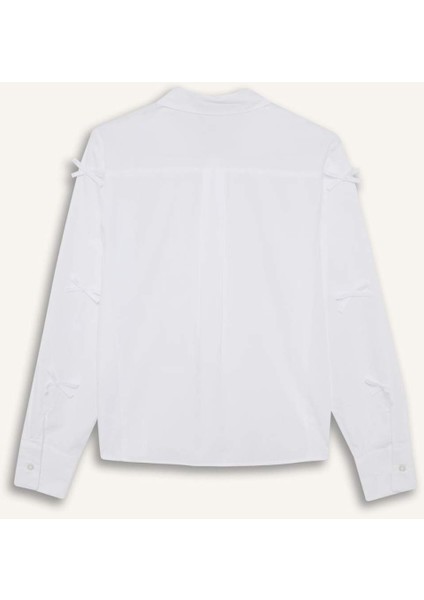 Regular Fit Fiyonklu Poplin Uzun Kollu Gömlek Tunik F2724AX25SP