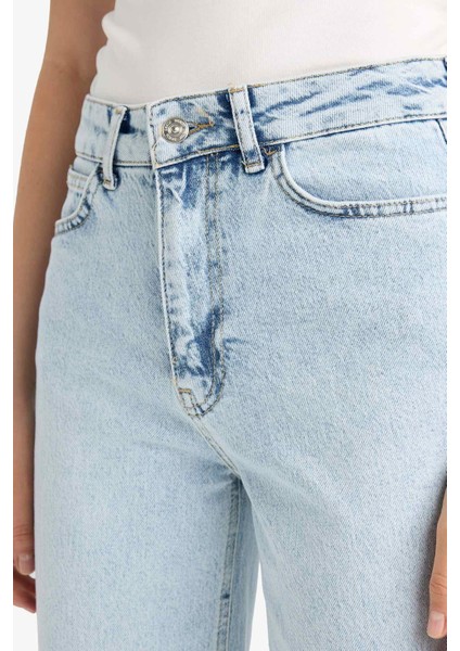 Comfort Straight Yüksek Bel Bilek Boy Jean Yıkamalı Pantolon D8155AX25SM