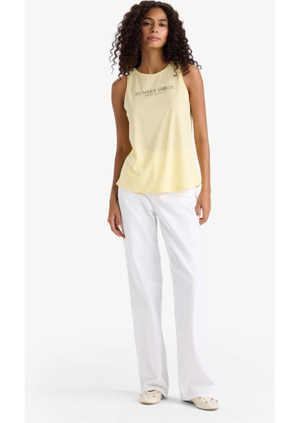 Relax Fit Bisiklet Yaka Baskılı Atlet F6237AX25HS