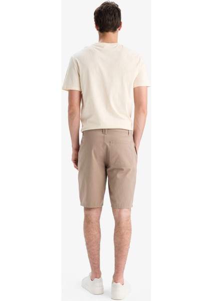 %100 Pamuk Regular Fit Düz Paça Gabardin Bermuda Şort C5397AX25SM