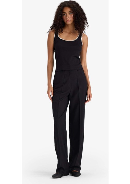 Slim Fit Dar Kesim Yuvarlak Yaka Ribana Atlet F6276AX25SM