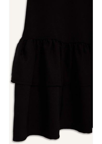 Bisiklet Yaka Kısa Kollu Mini Elbise F6116AX25SM