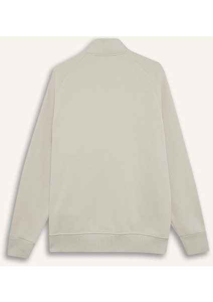 Boxy Fit Dik Yaka Baskılı İçi Yumuşak Tüylü Cepli Fermuarlı Sweatshirt E1367AX25AU