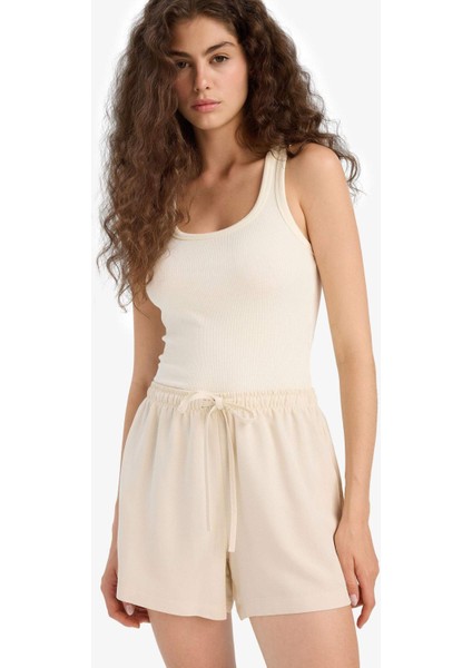 Normal Bel Kısa Paça Keten Karışımlı Şort F6365AX25HS