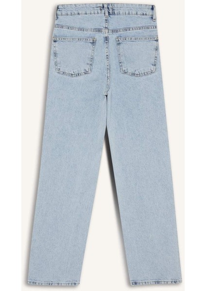 Comfort Straight Yüksek Bel Bilek Boy Jean Yıkamalı Pantolon D8155AX25SM