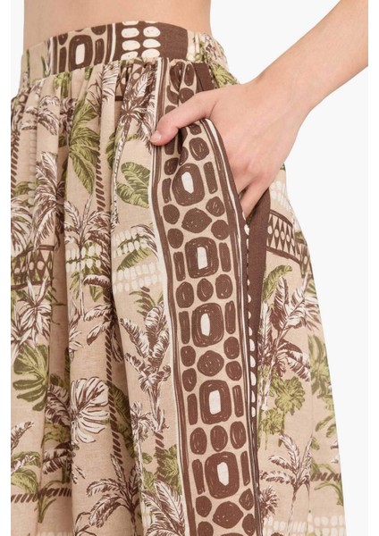 Regular Fit Desenli Plaj Maxi Eteği-Fall in Love F5487AX25HS