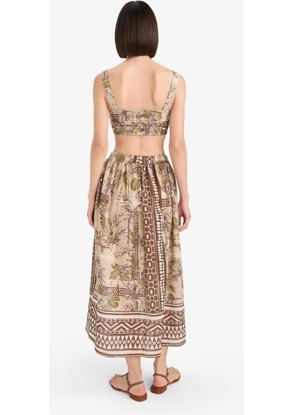 Regular Fit Desenli Plaj Maxi Eteği-Fall in Love F5487AX25HS