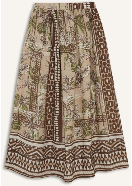Regular Fit Desenli Plaj Maxi Eteği-Fall in Love F5487AX25HS