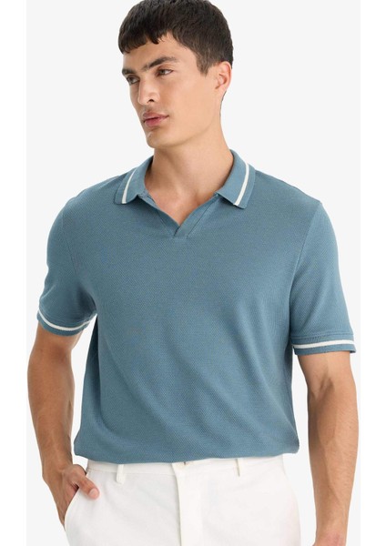 Regular Fit Polo Yaka Bubble Kısa Kollu Tişört F6265AX25SM