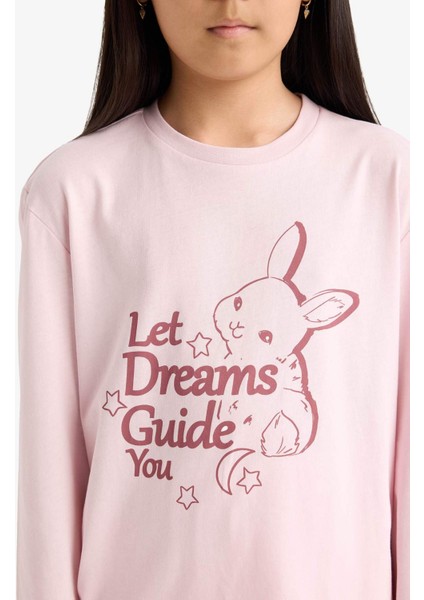 Kız Çocuk Pijama Takımı Baskılı Uzun Kollu Üst Desenli Uzun Alt F6215A825WN