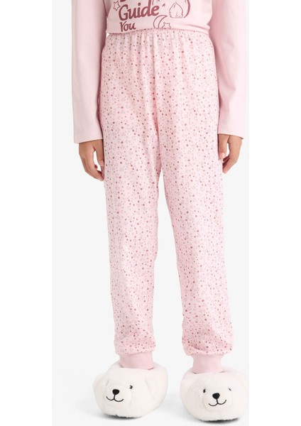 Kız Çocuk Pijama Takımı Baskılı Uzun Kollu Üst Desenli Uzun Alt F6215A825WN