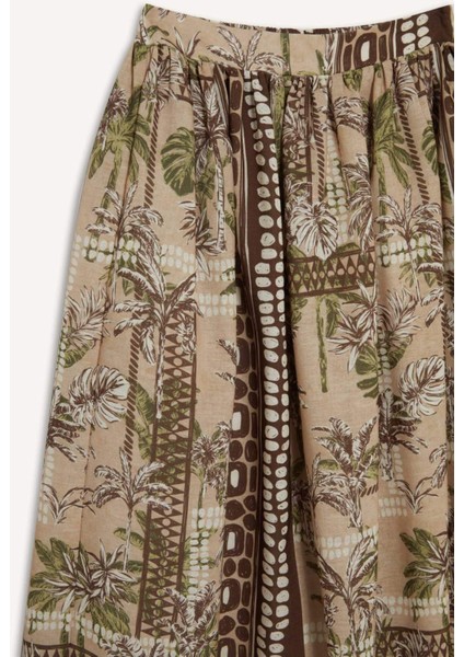 Regular Fit Desenli Plaj Maxi Eteği-Fall in Love F5487AX25HS