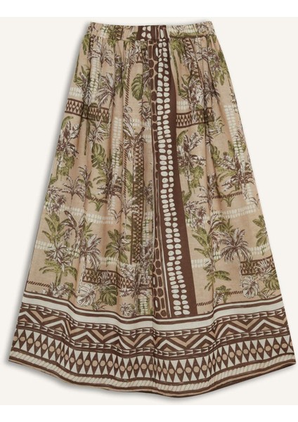 Regular Fit Desenli Plaj Maxi Eteği-Fall in Love F5487AX25HS