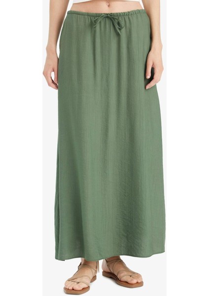 A Kesim Normal Bel Krinkıl Kumaş Midi Etek