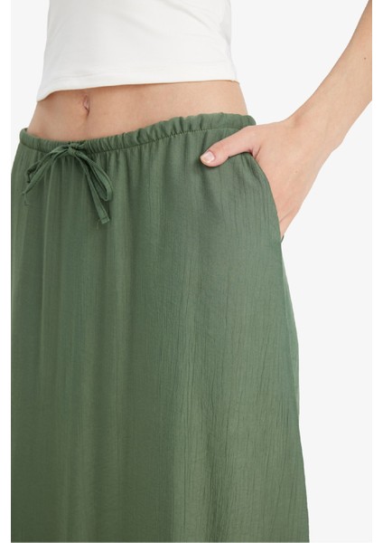 A Kesim Normal Bel Krinkıl Kumaş Midi Etek