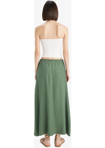 A Kesim Normal Bel Krinkıl Kumaş Midi Etek