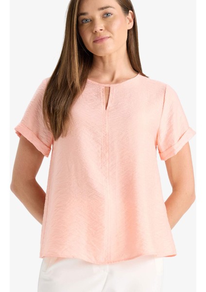 Regular Fit Yuvarlak Yaka Kısa Kollu Bluz C8831AX25SM