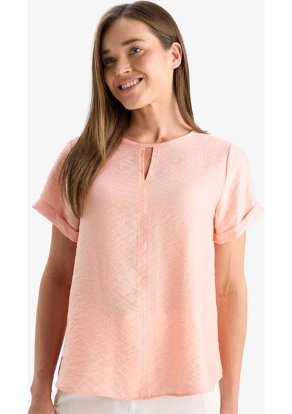 Regular Fit Yuvarlak Yaka Kısa Kollu Bluz C8831AX25SM