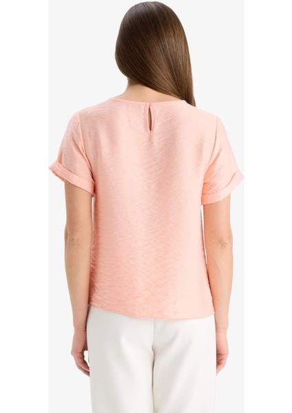 Regular Fit Yuvarlak Yaka Kısa Kollu Bluz C8831AX25SM