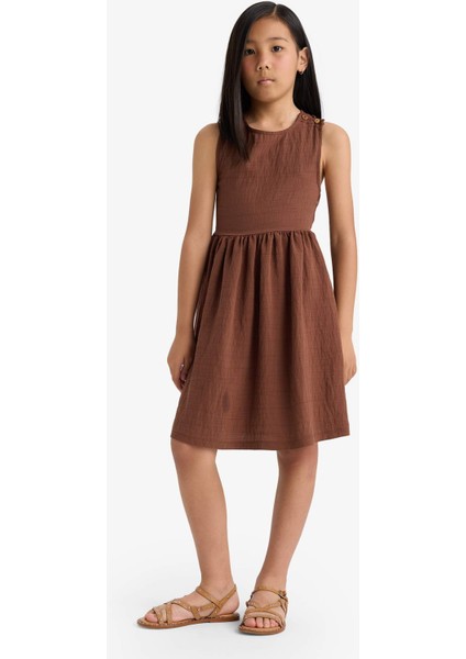 Kız Çocuk Bisiklet Yaka Askılı Yazlık Elbise F6455A825HS